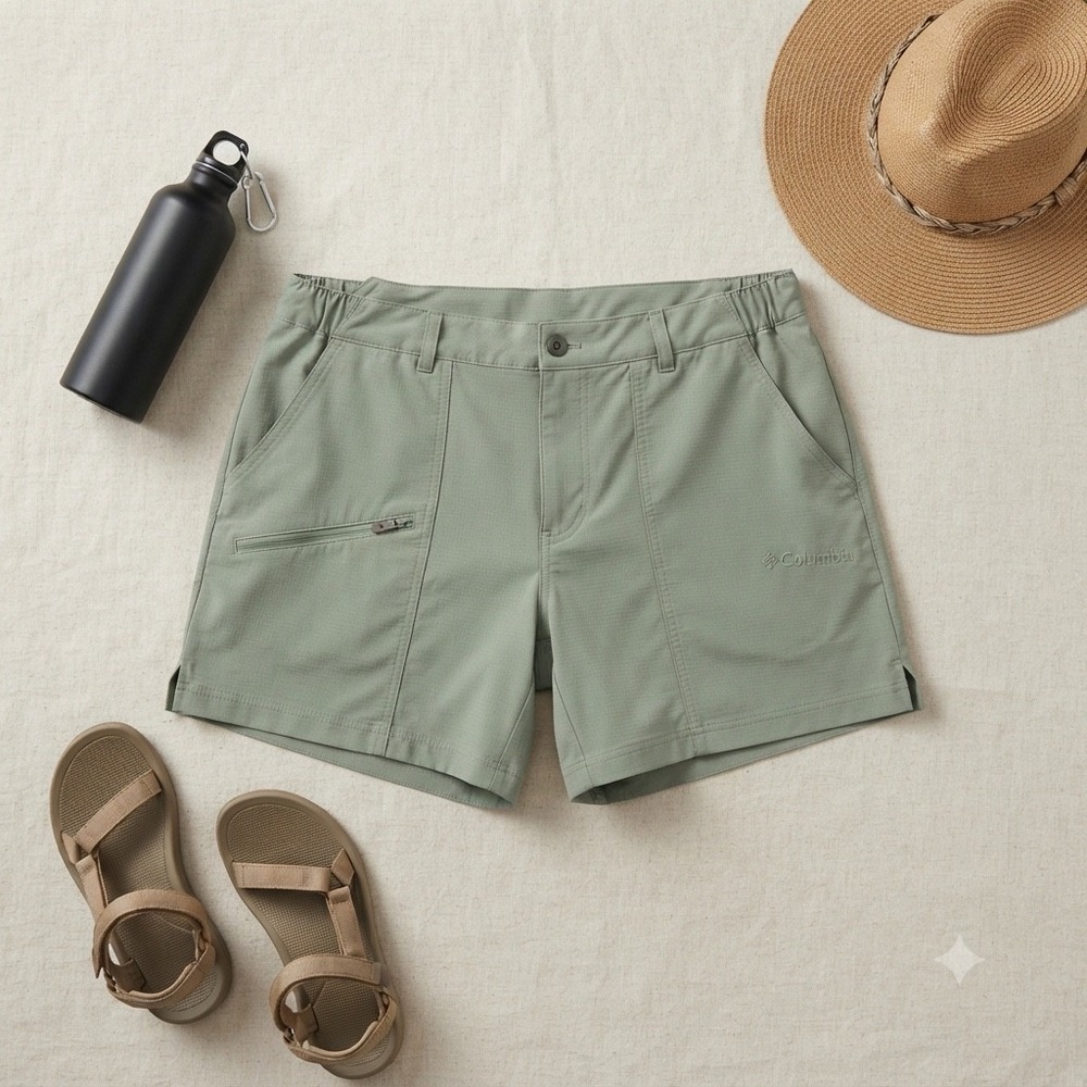 Columbia PFG Shorts Womens XXL Sage Green Ripstop Fishing Hiking Outdoor 7in